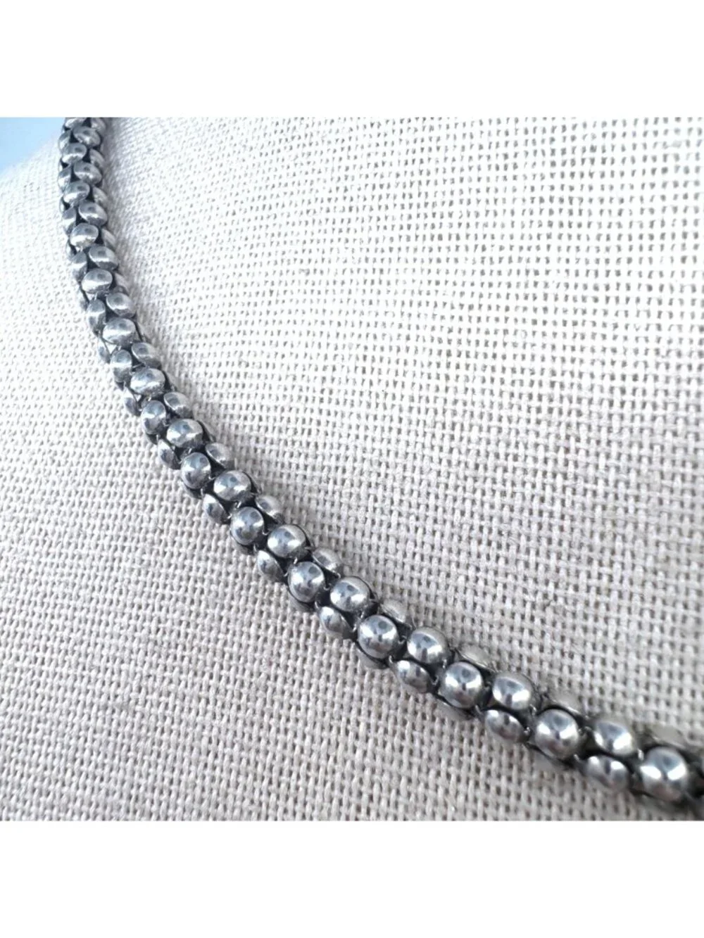 Popcorn Chain Necklace Lobster Clasp Sterling Silver 925 Size 16